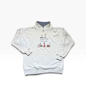 Vintage Art Unlimited Lights of the Great Lakes Lighthouse Sweatshirt Oatmeal L